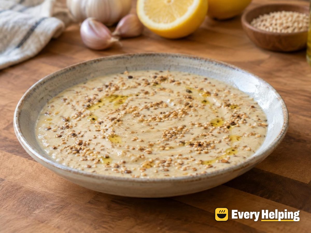 Garlicky Lemon Tahini Dressing with Toasted-Sesame Crunch