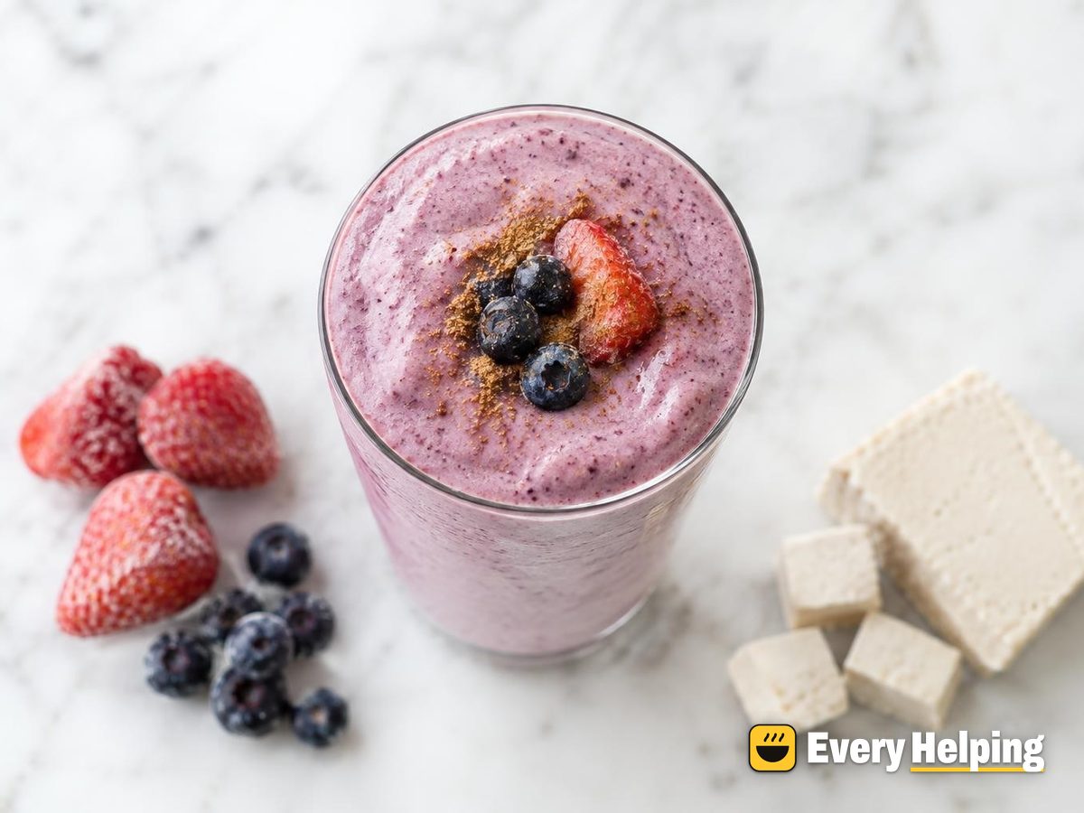 Vanilla Berry Cardamom Tofu Lassi