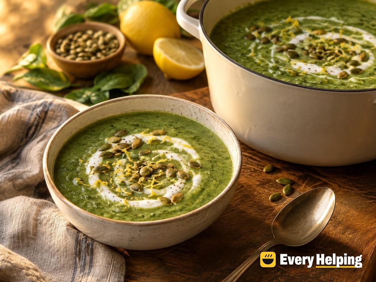 Creamy Spinach Potato Soup with Lemon