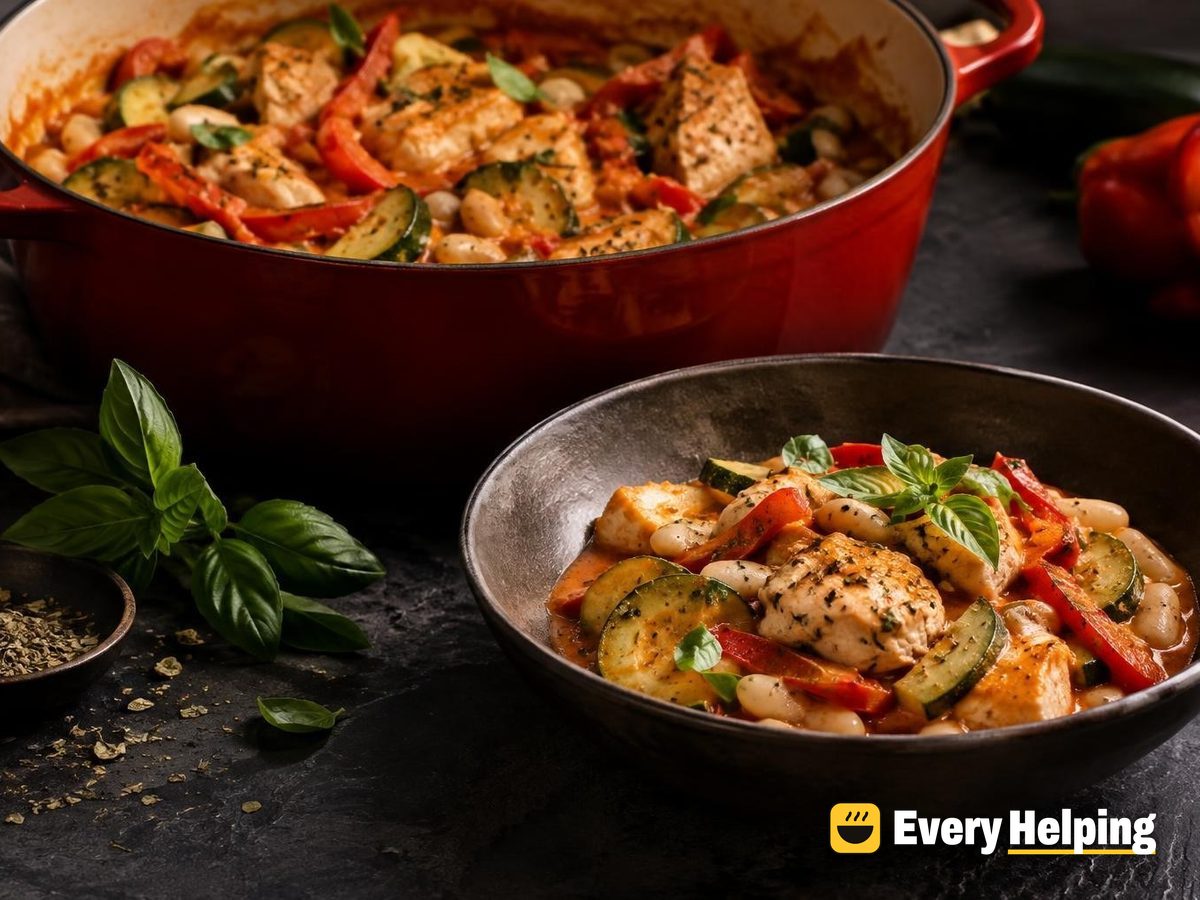 Roasted Pepper Coconut Turkey Stew with Basil