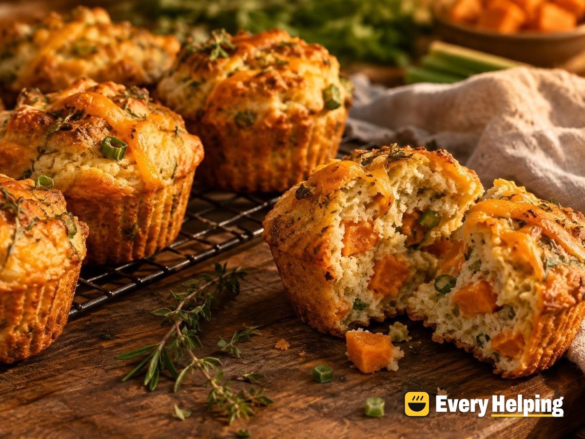 Cheddar Herb Muffins with Sweet Potato
