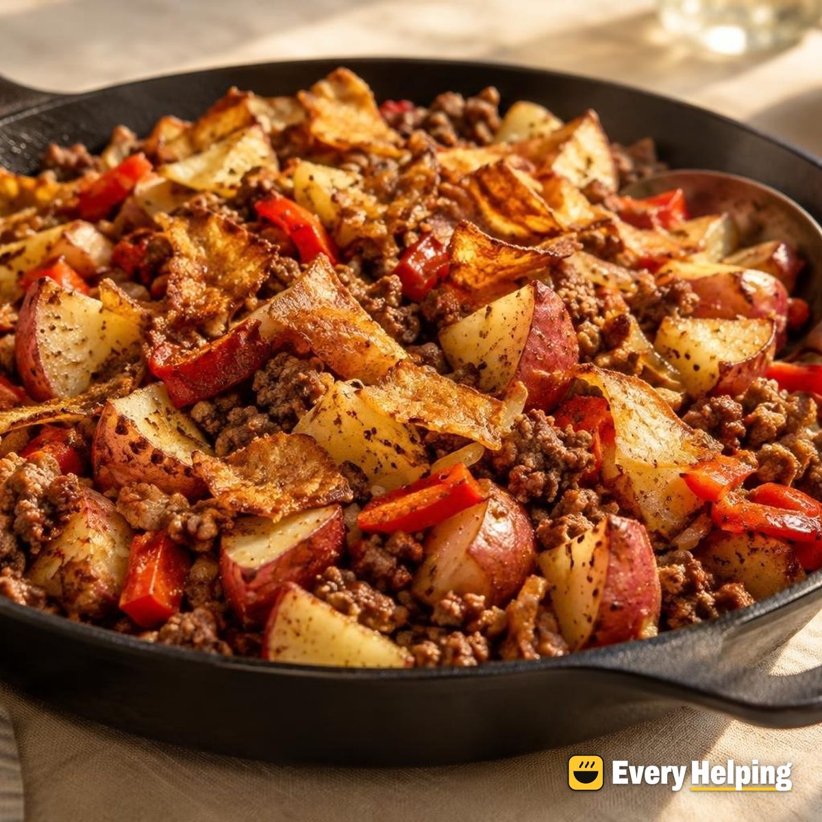 Ground Beef Potato Hash with Crispy Peels