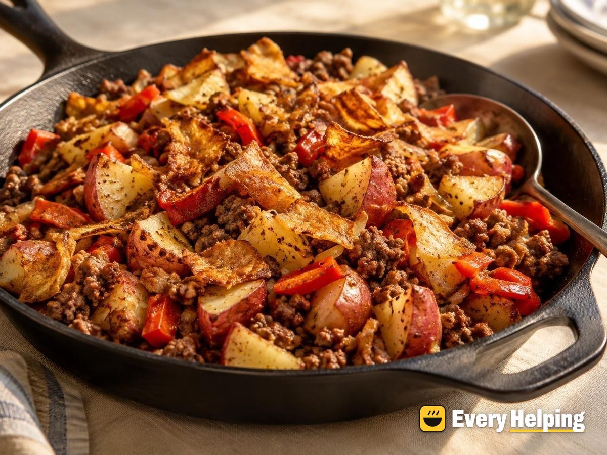 Ground Beef Potato Hash with Crispy Peels