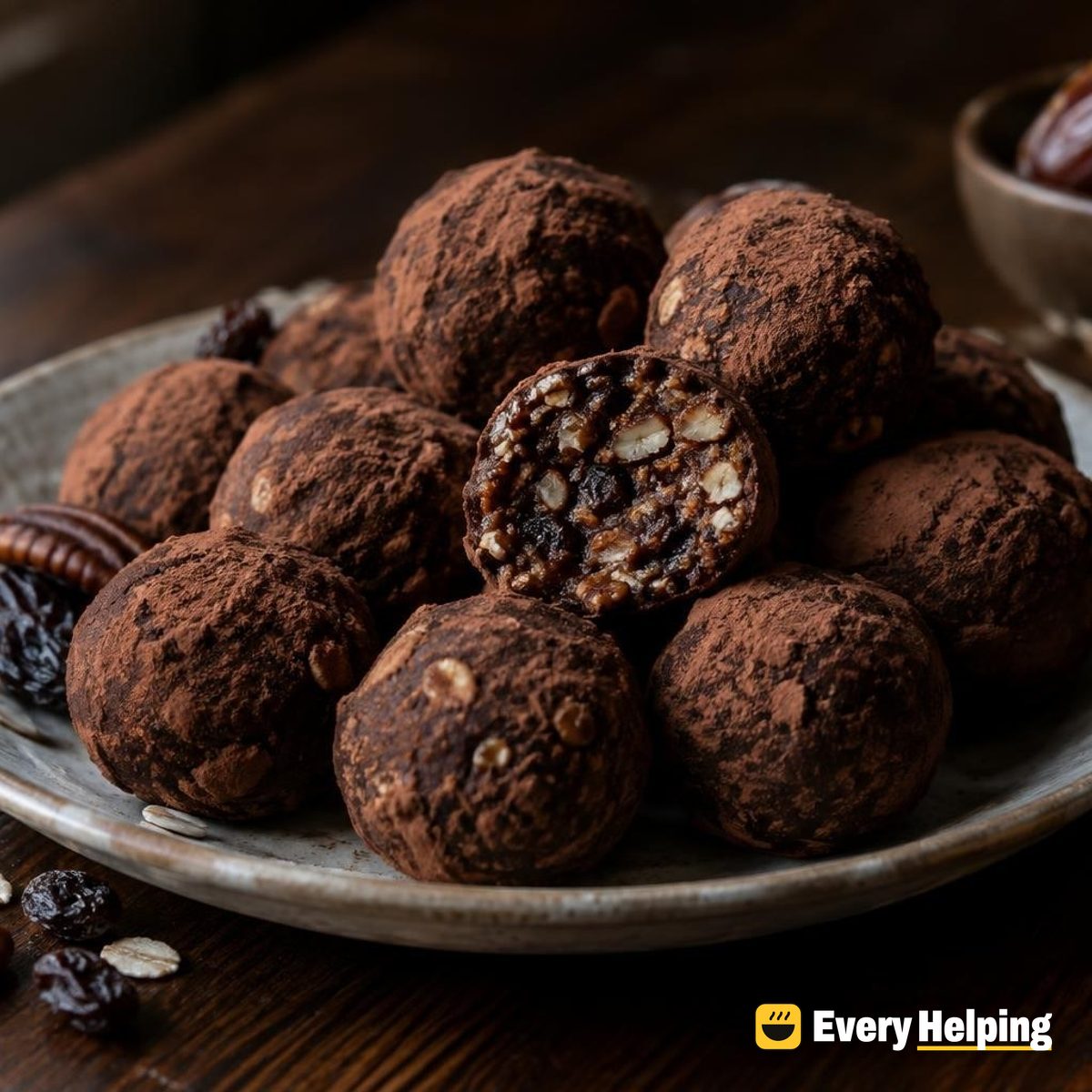 Chocolate Vanilla Date Pecan Truffle Bites