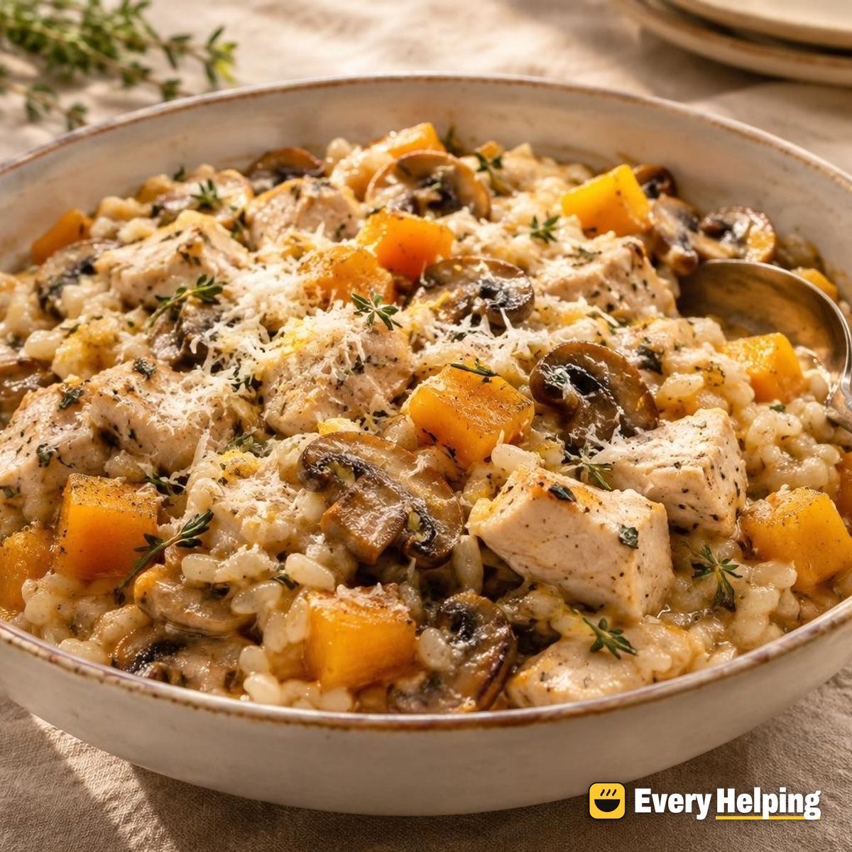 Pressure Cooker Chicken, Mushroom and Butternut Risotto