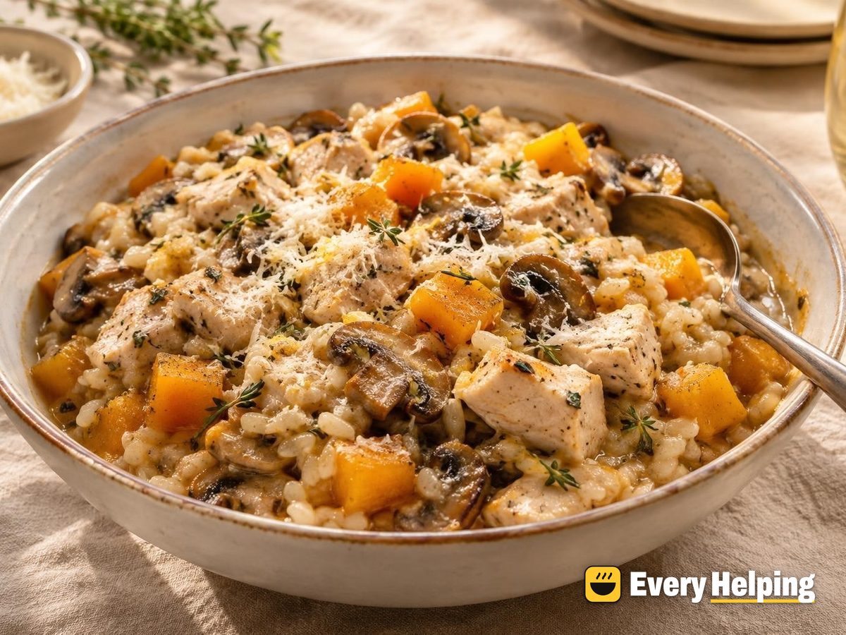 Pressure Cooker Chicken, Mushroom and Butternut Risotto