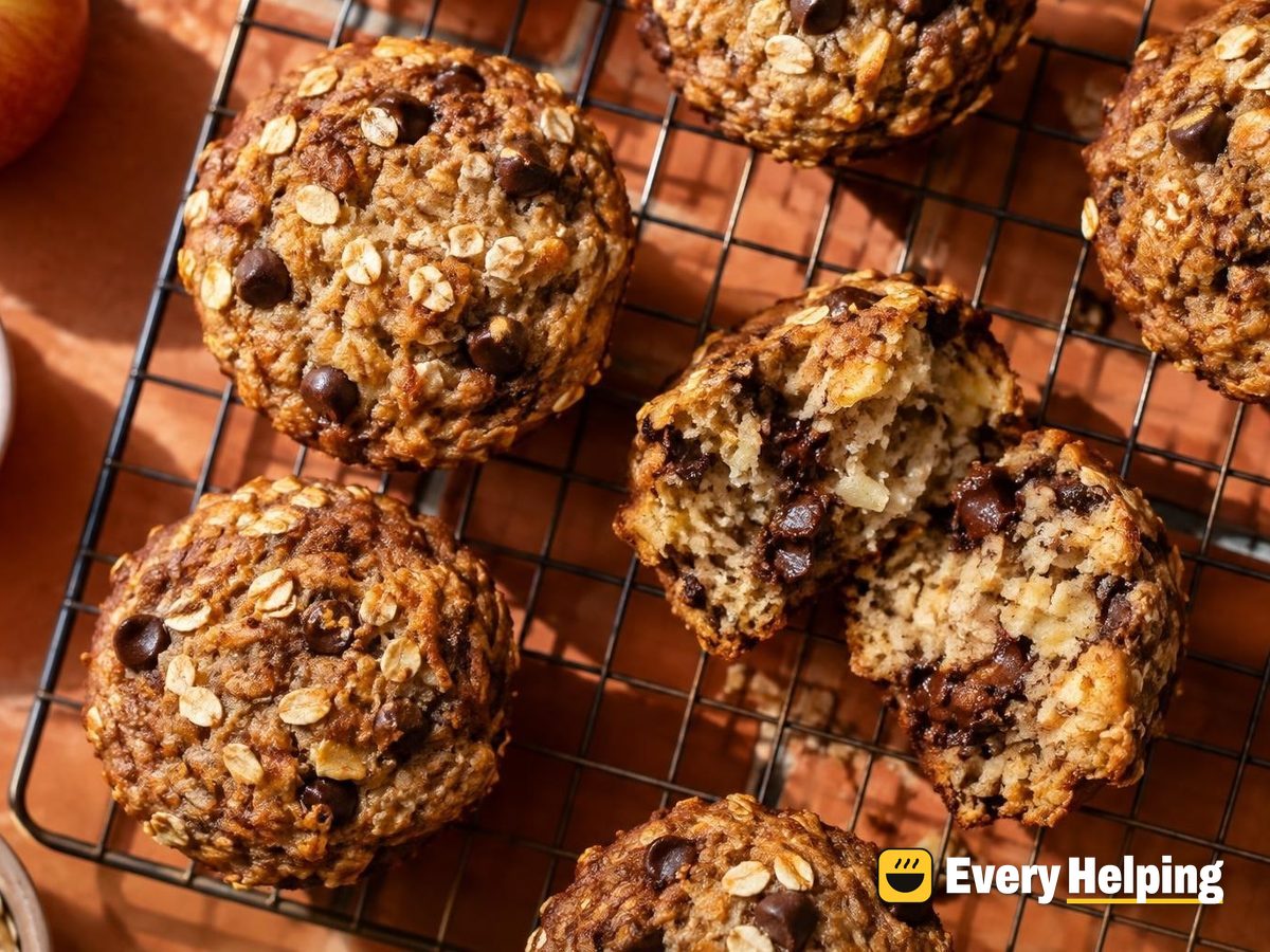 Brown Butter Apple Oat Muffins with Dark Chocolate