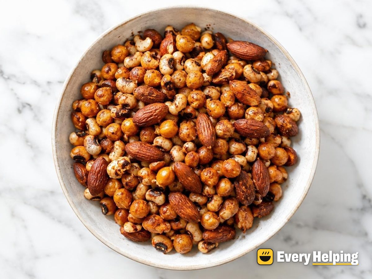 Smoky Chickpea, Black-Eyed Pea and Almond Crunch
