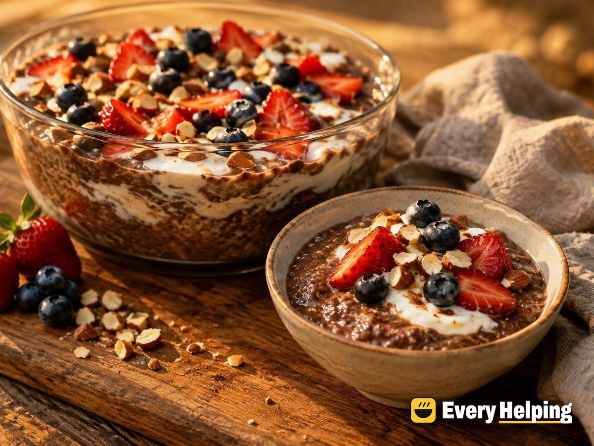 Mocha Almond Chia Pudding with Strawberries