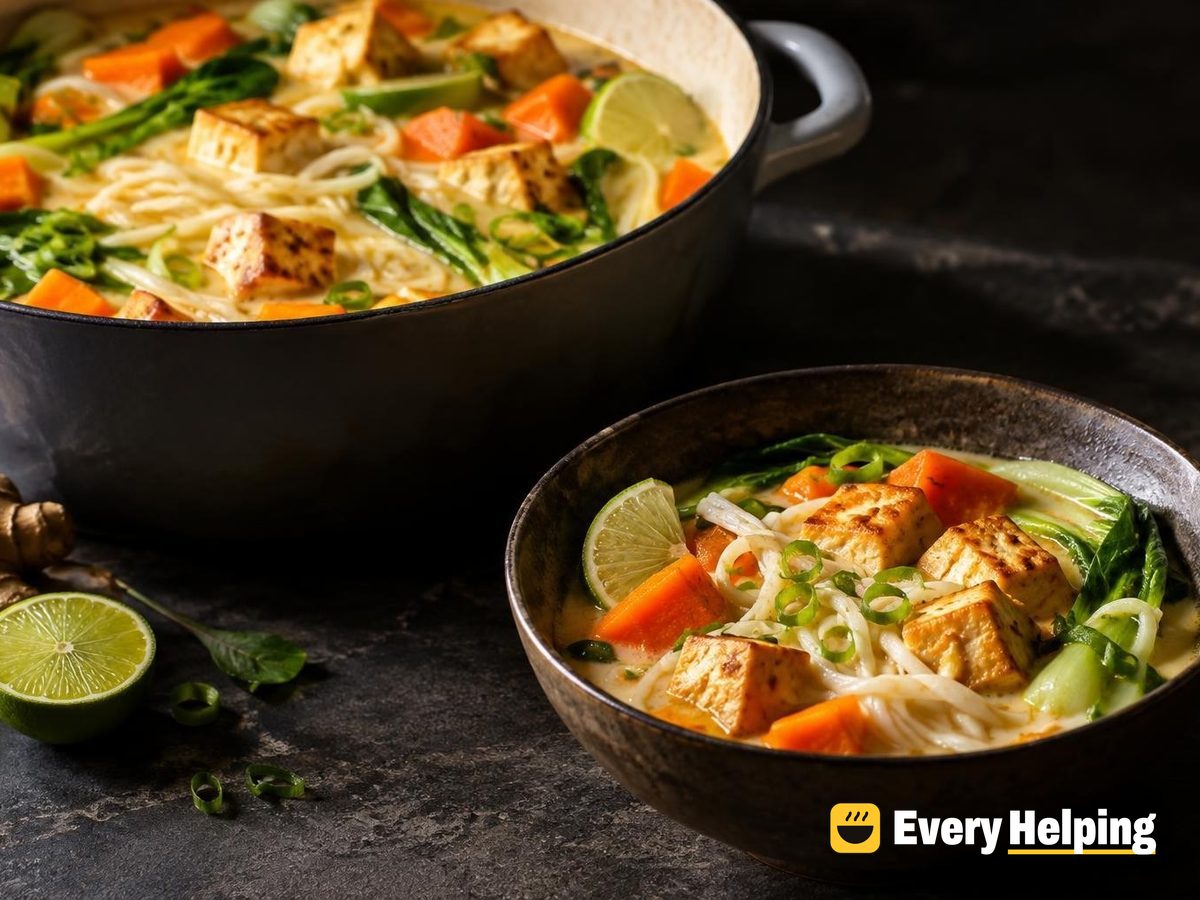 Ginger-Lime Coconut Noodle Soup with Tofu