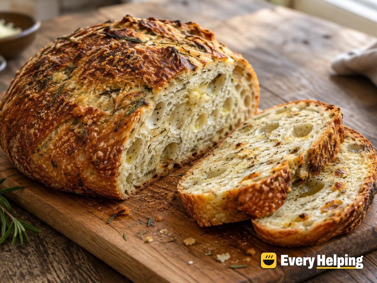 Garlic Parmesan Rosemary Focaccia-Style Sourdough Boule