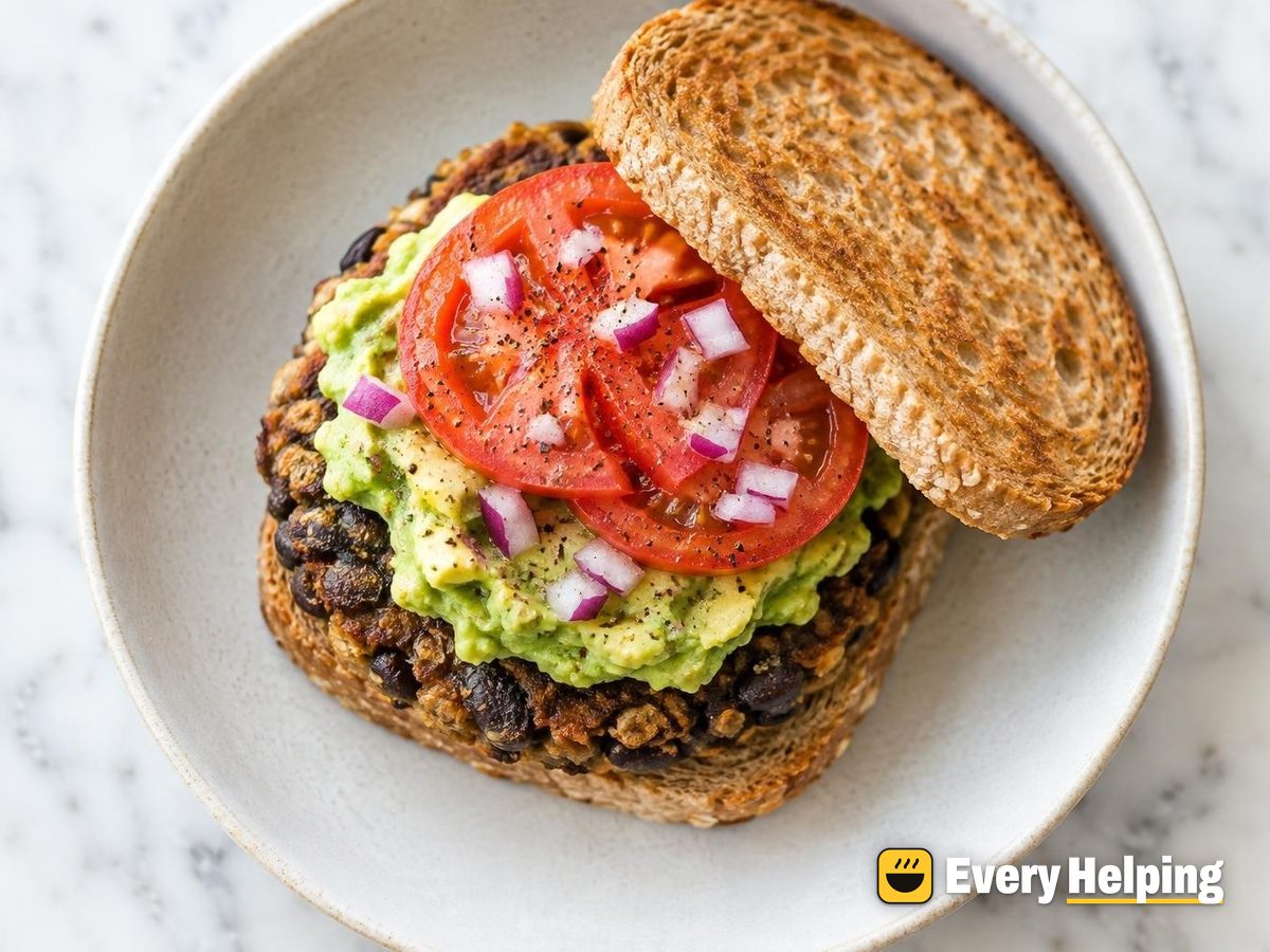 Cumin Black Bean Burgers with Smashed Avocado