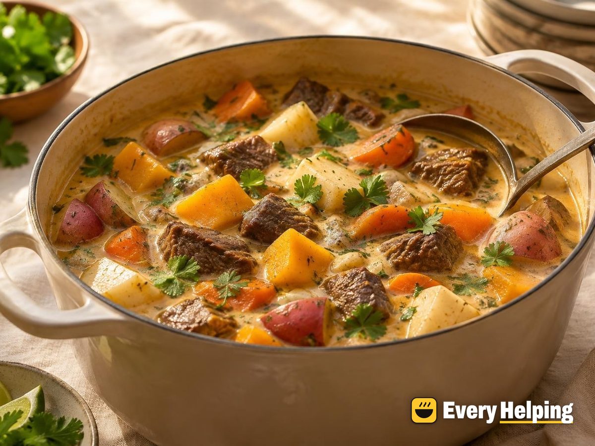 Ginger Beef and Root Vegetable Coconut Soup