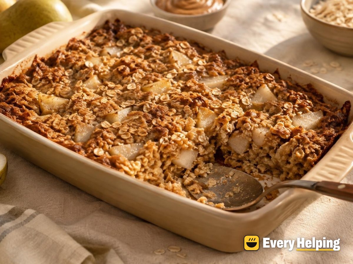 Vanilla Almond Butter Oat Bars with Pear