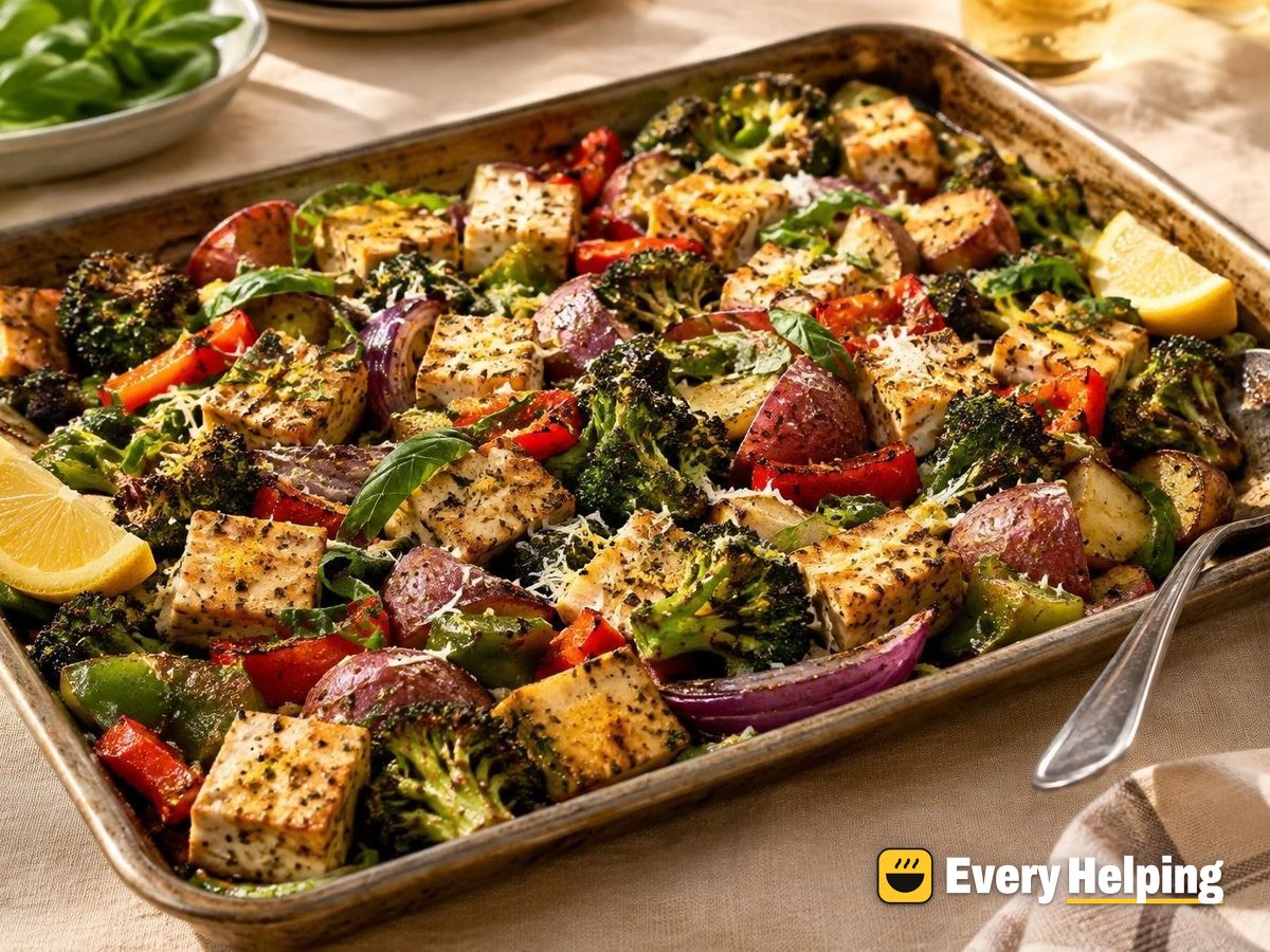 Lemon Black Pepper Roasted Tofu Sheet Pan
