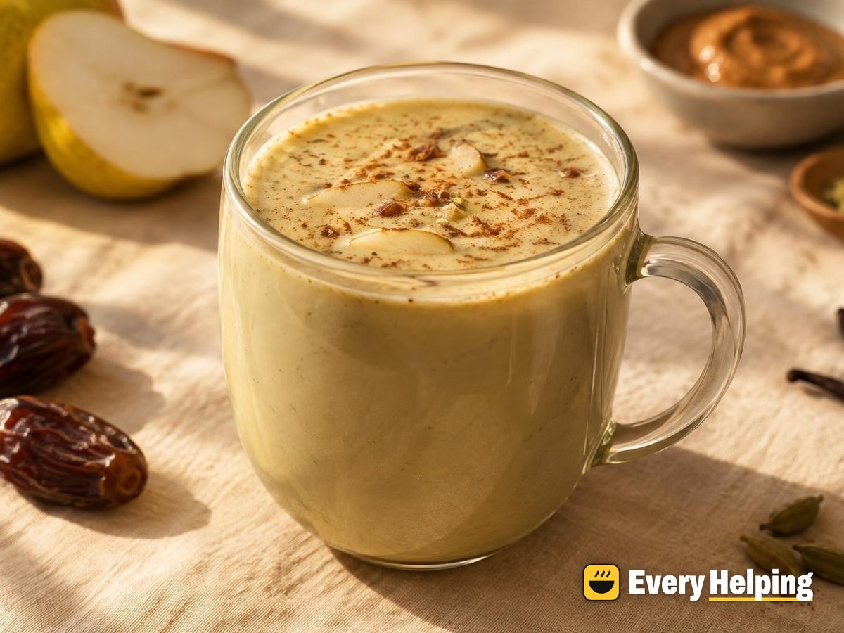 Spiced Pear and Date Green Tea Soy Latte