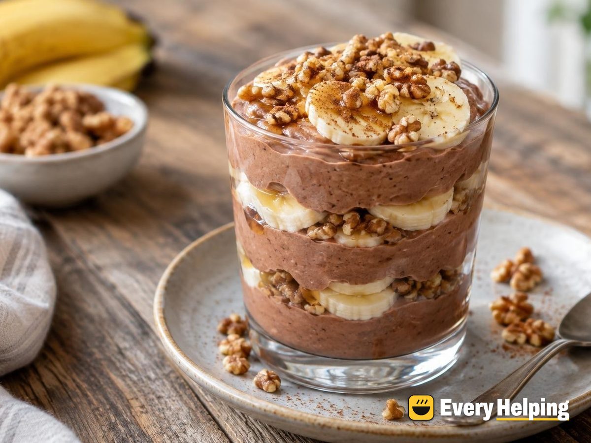 Chocolate Banana Walnut Cottage Cheese Parfait