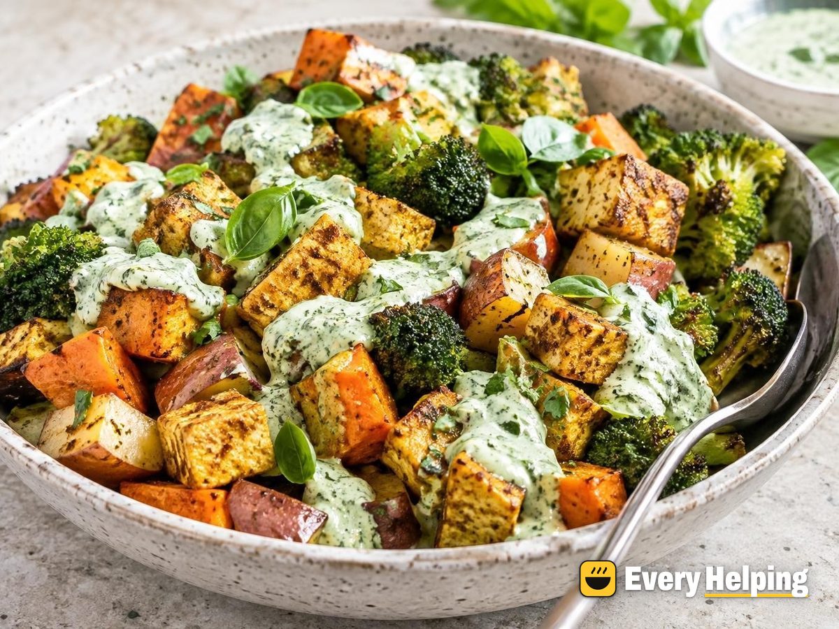 Sweet Potato Tofu Breakfast Bowls with Basil Sauce