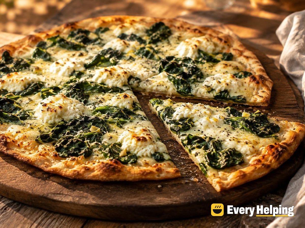 Thin-Crust Garlic Oil Spinach Ricotta Pizzas