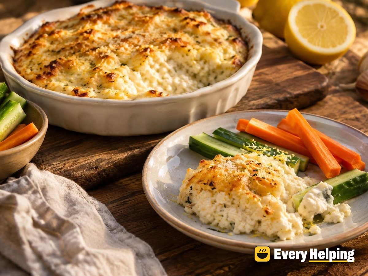 Warm Lemon Garlic Cottage Cheese Dip