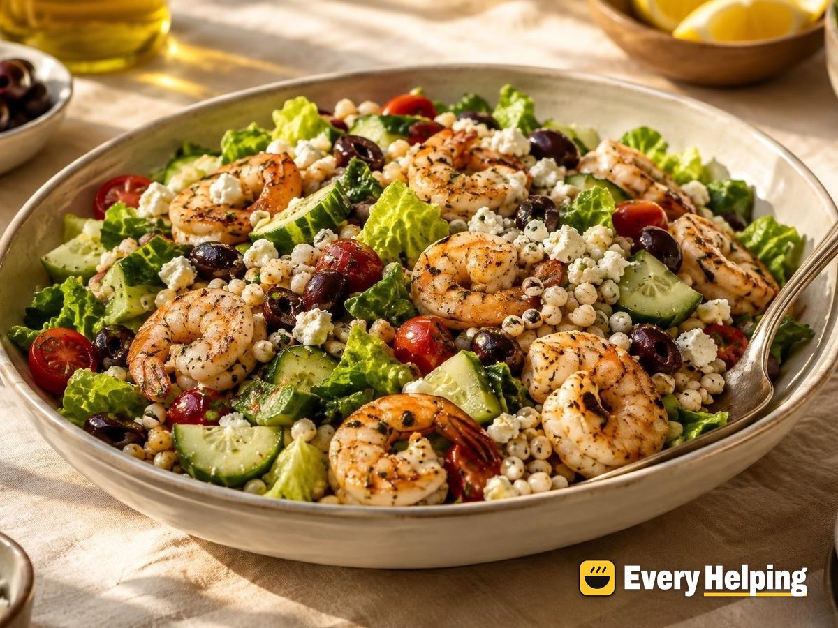 Garlic-Oregano Shrimp Farro-Style Barley Salad
