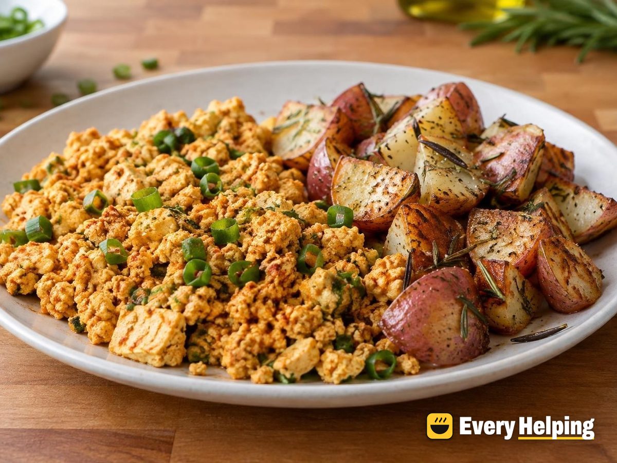 Smoky Paprika Tofu Scramble with Rosemary Potatoes