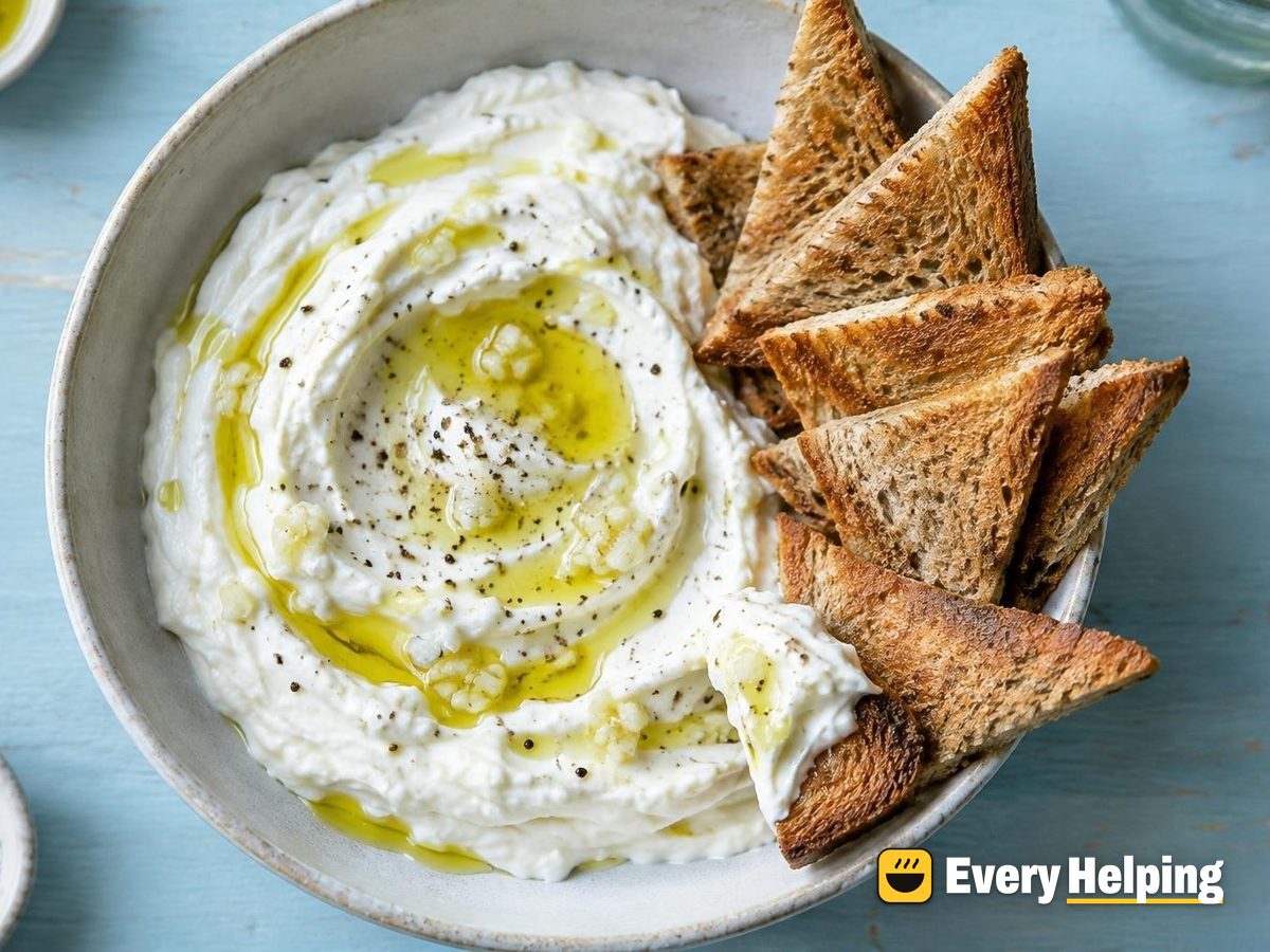 Garlicky Labneh-Style Yogurt Dip with Toast
