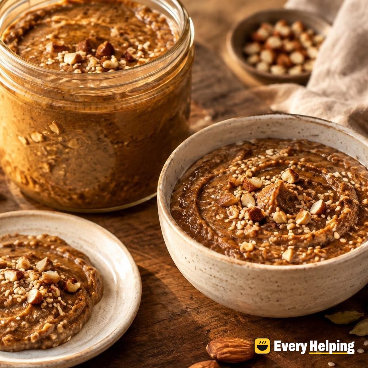 Crunchy Cardamom-Vanilla Almond Butter with Sesame
