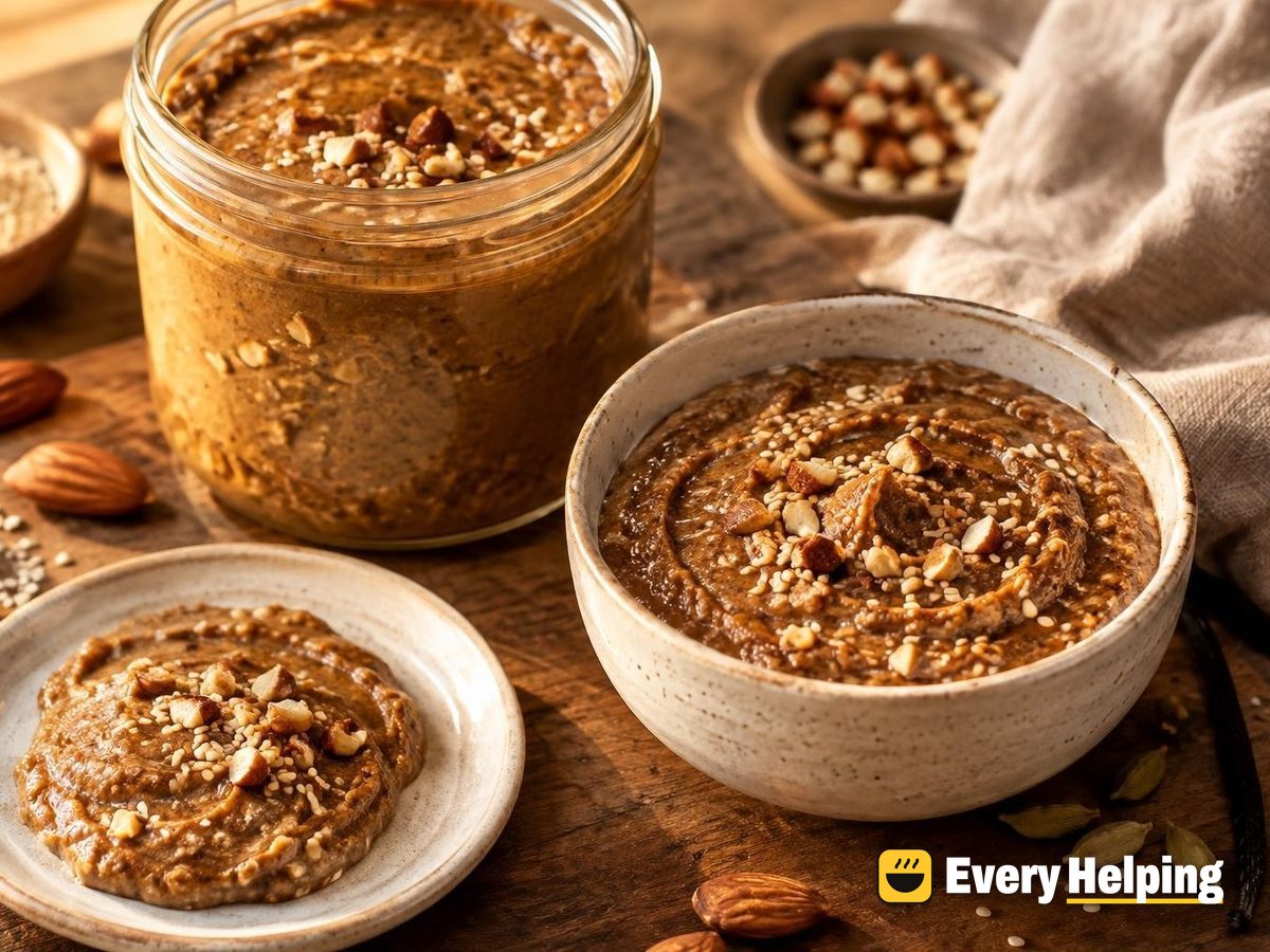 Crunchy Cardamom-Vanilla Almond Butter with Sesame