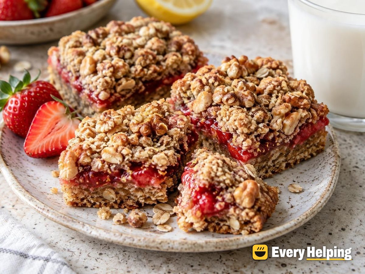 Strawberry Walnut Oat Bars with Cinnamon