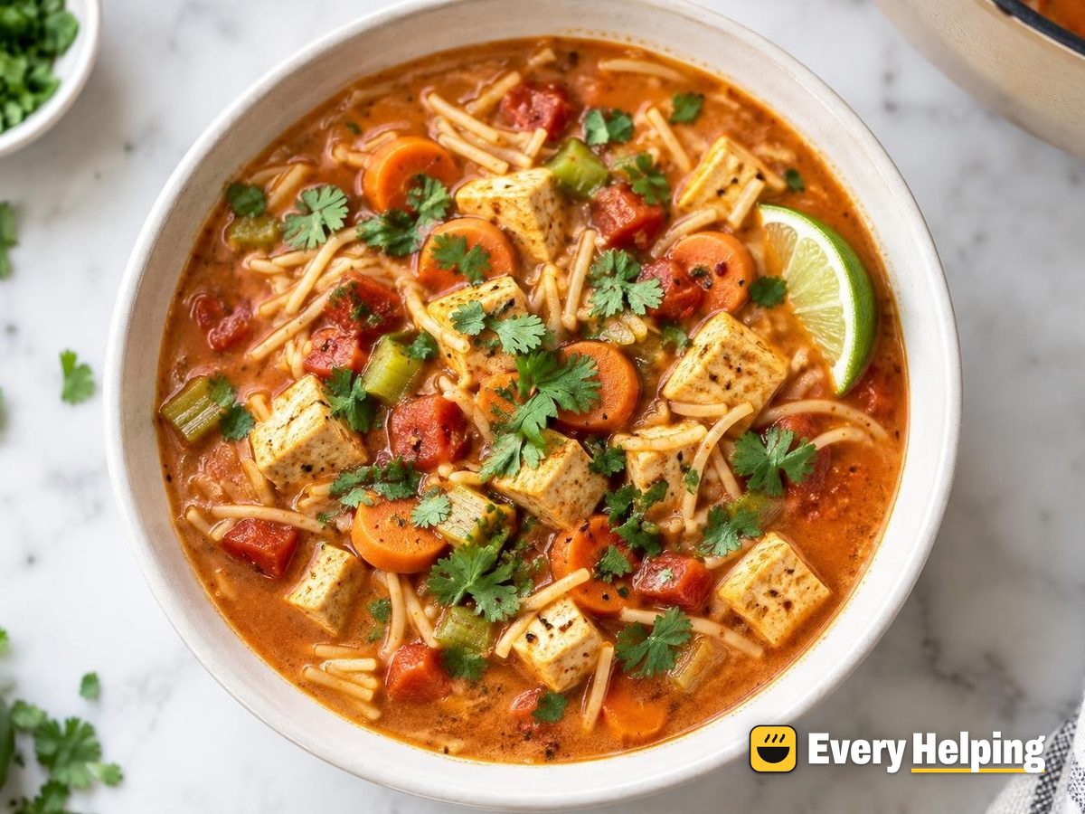 Chipotle-Style Coconut Tofu Fideo Soup