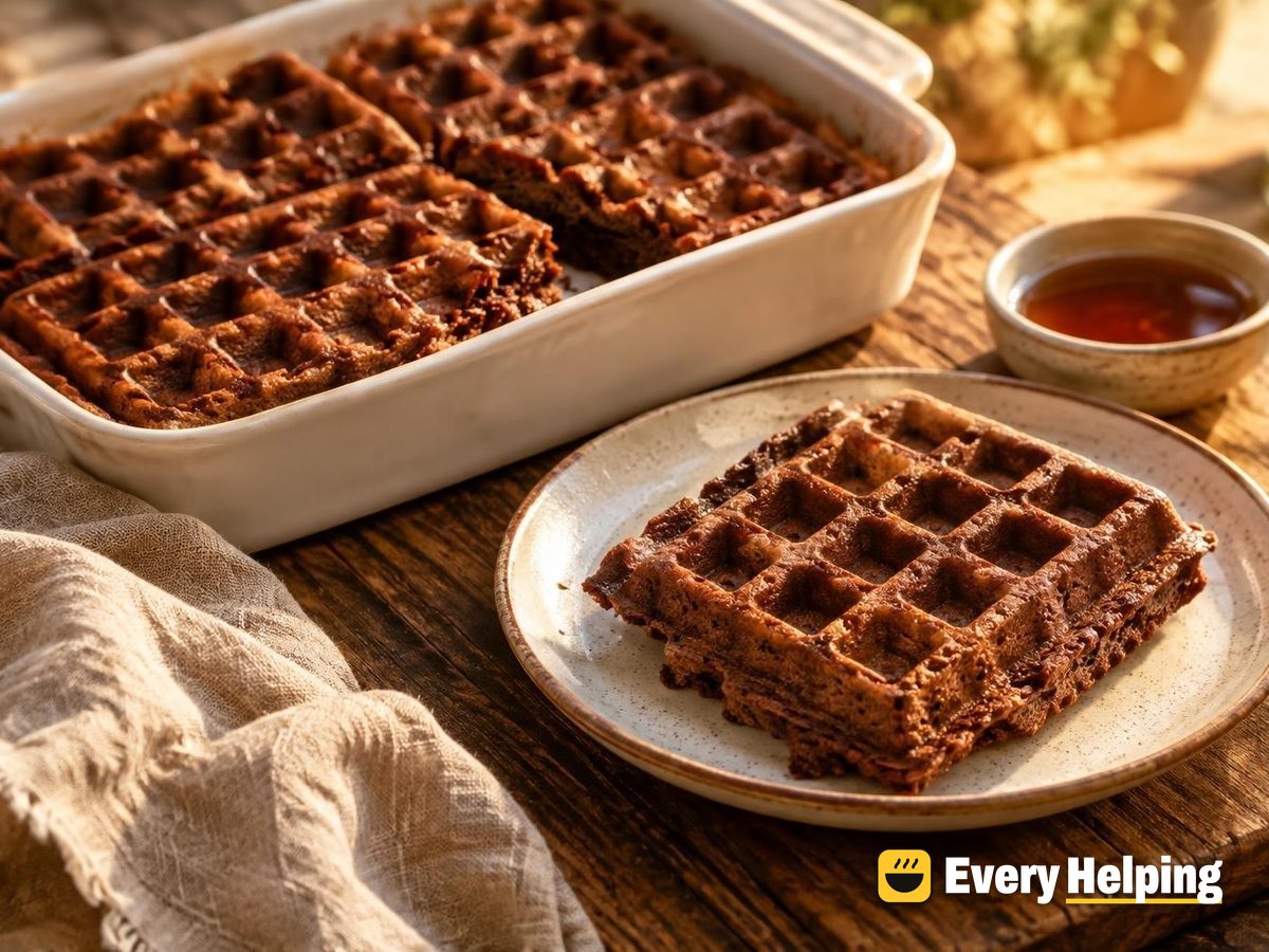 Oven-Baked Cocoa Cottage Cheese Waffles