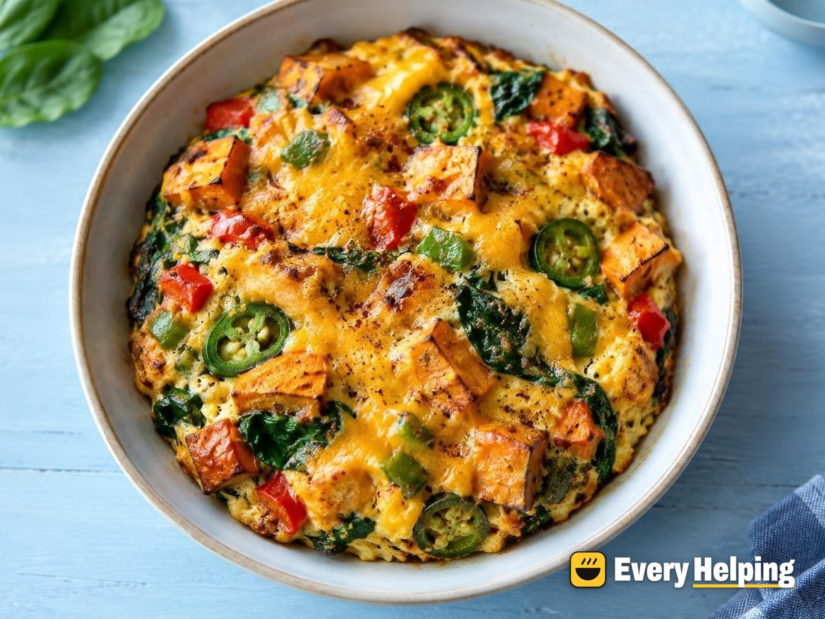 Southwest Cheddar Egg Bake with Sweet Potato