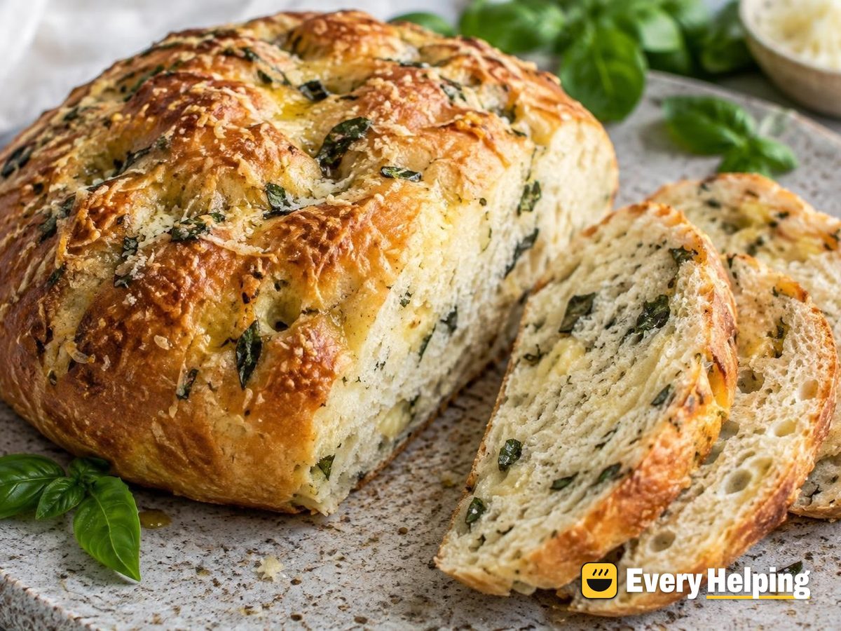 Soft Parmesan Basil Focaccia-Style Sourdough Boule