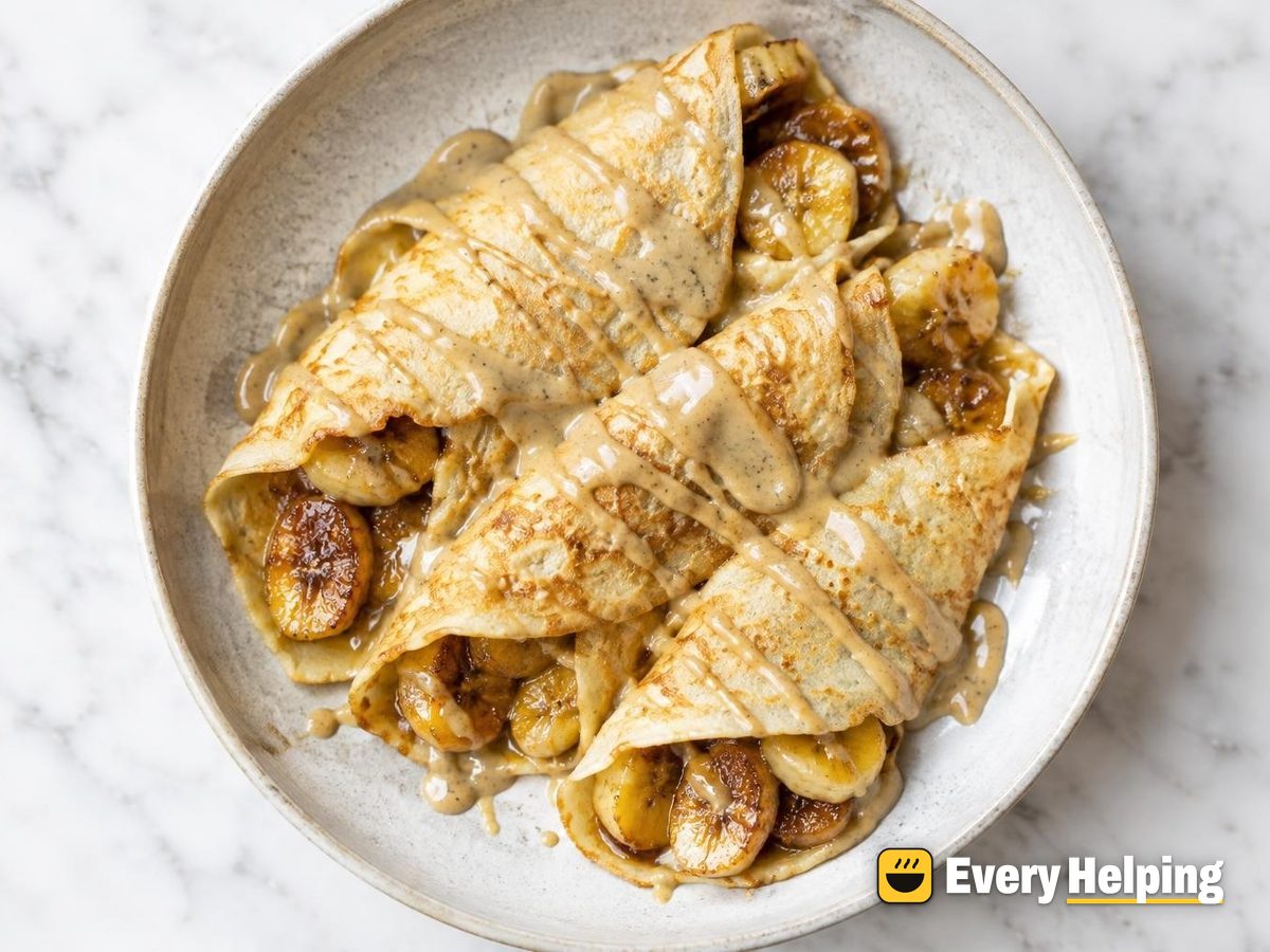 Kefir Cardamom Banana Crêpes with Tahini-Honey