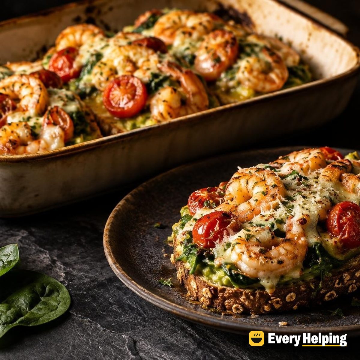 Garlicky Shrimp Scampi Avocado Melts