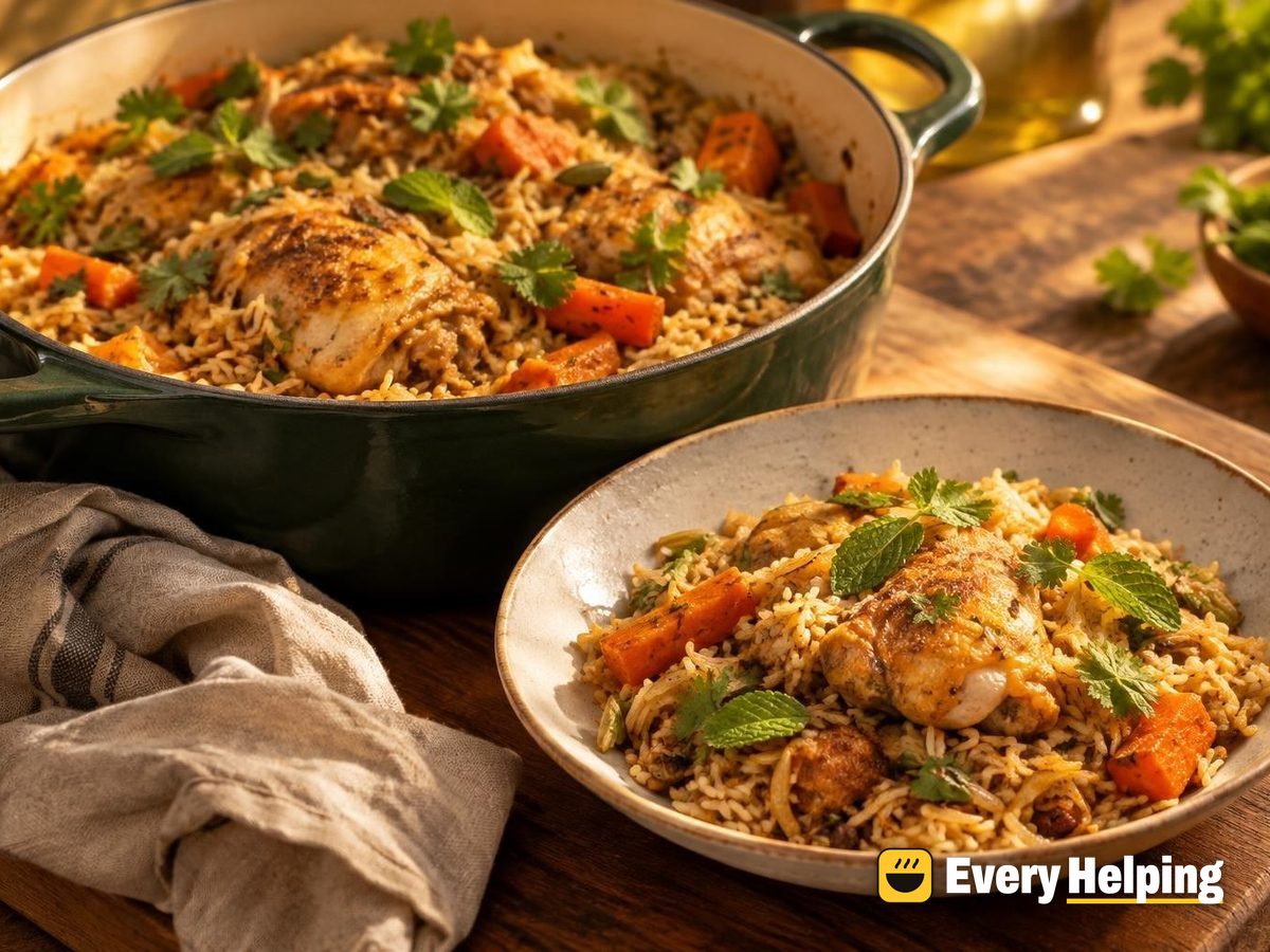 Dutch Oven Chicken Thigh Biryani with Carrots