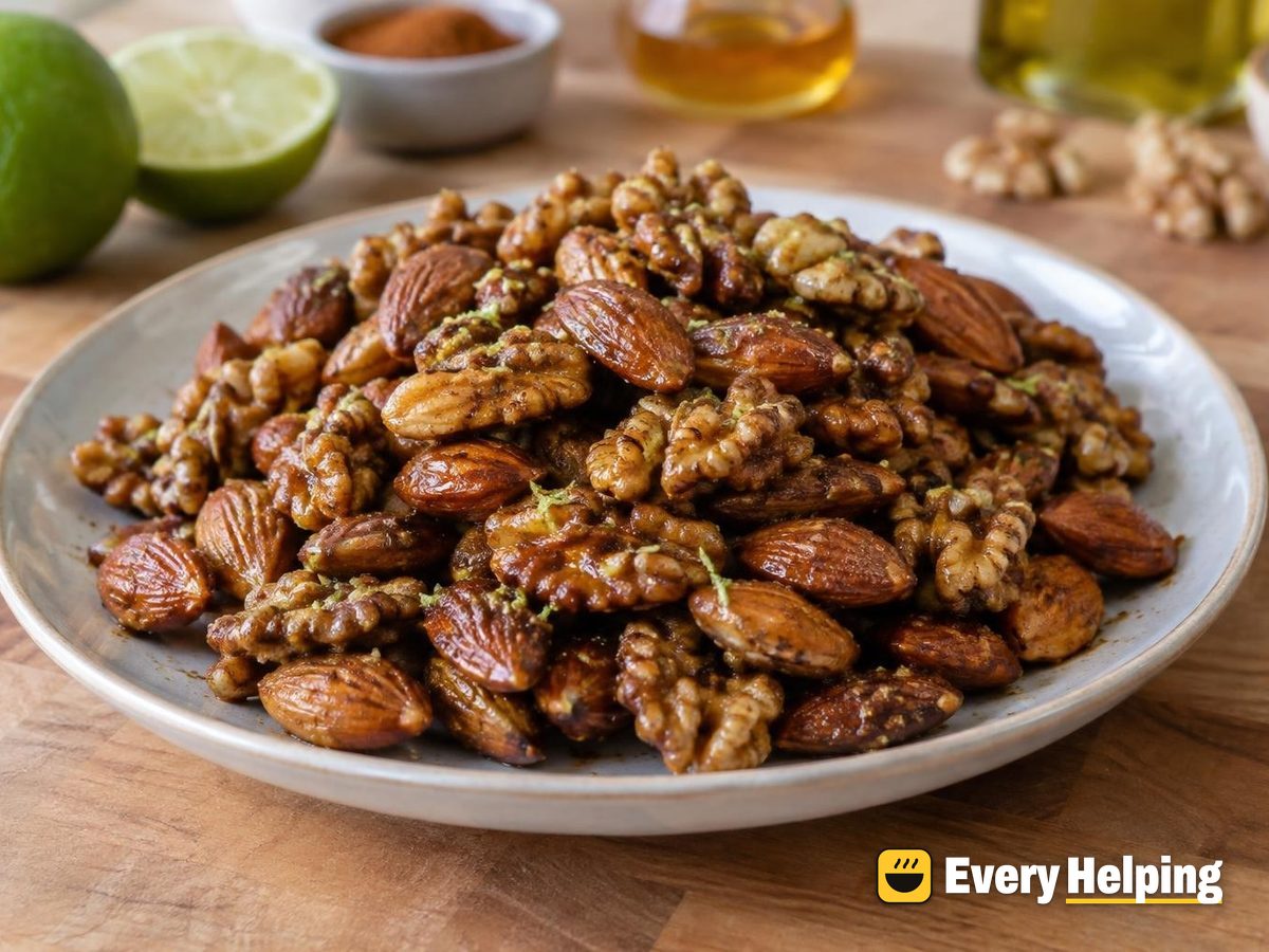 Lime Cumin Chili Roasted Almonds and Walnuts