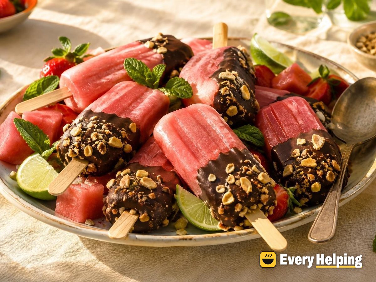 Strawberry Watermelon Mint Pops with Chocolate