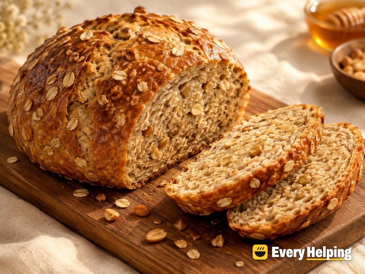 Honey Peanut Oat Boule with Egg-Washed Crust