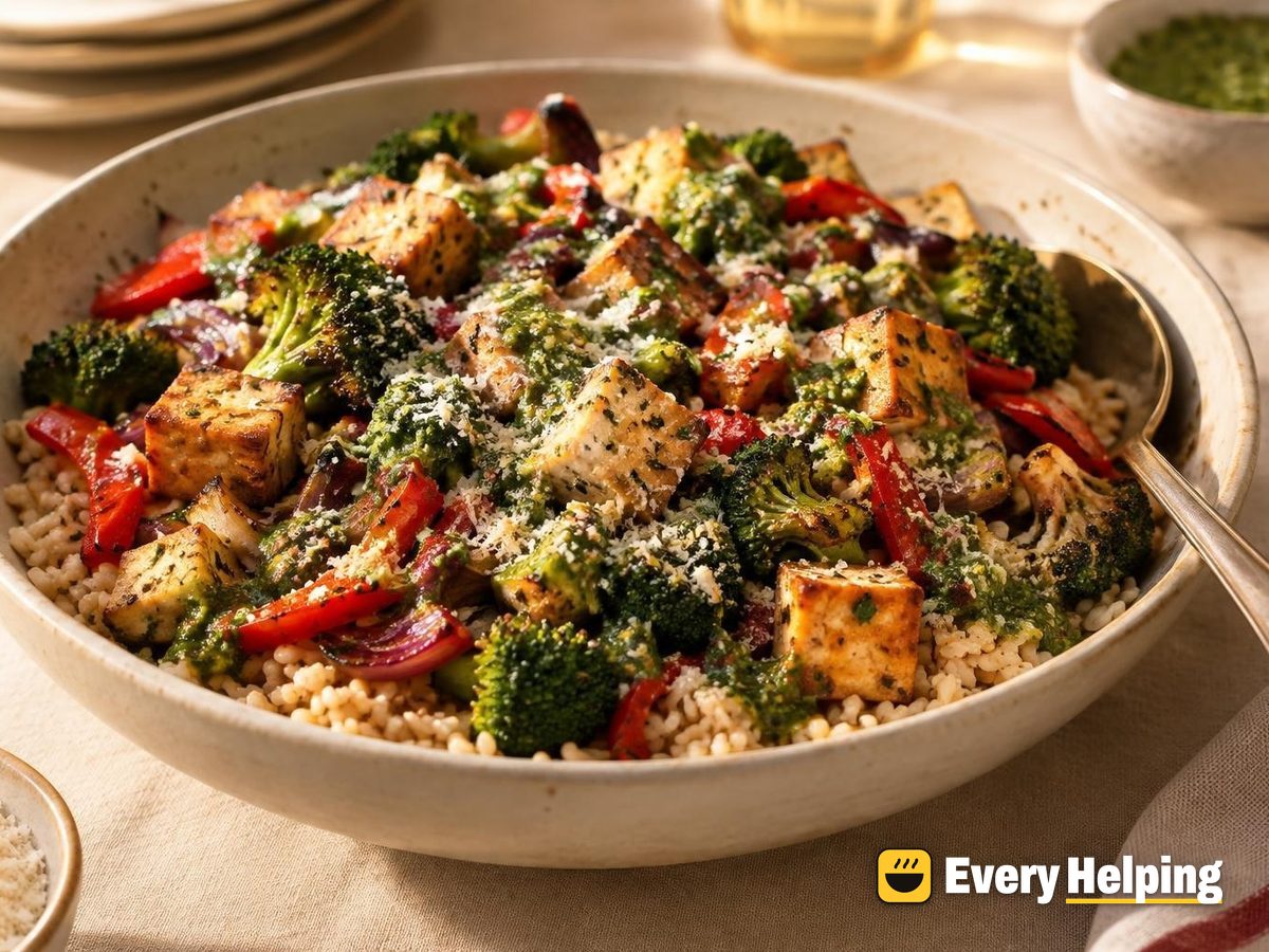 Crispy Tofu Salsa Verde Brown Rice Bowls