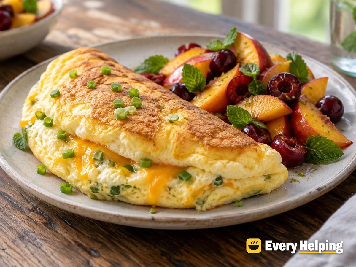 Puffy Soufflé Omelets with Cheddar and Scallions