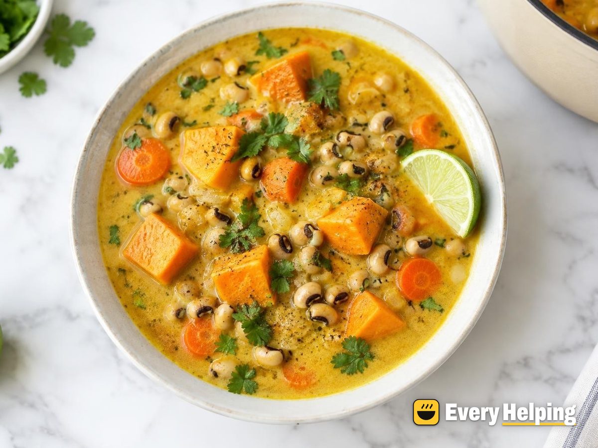 Coconut Sweet Potato and Black-Eyed Pea Soup