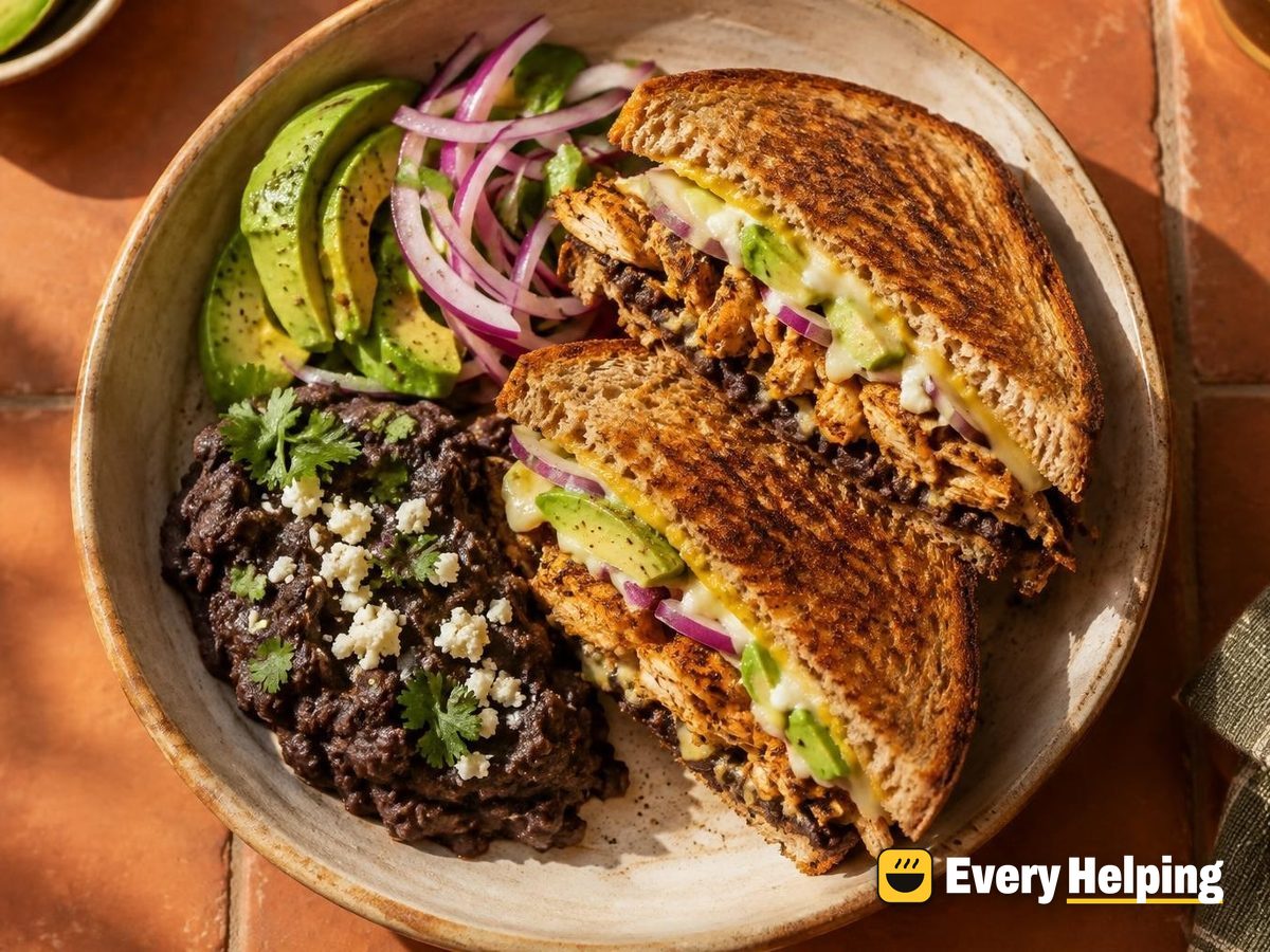 Spiced Chicken and Black Bean Torta Melts