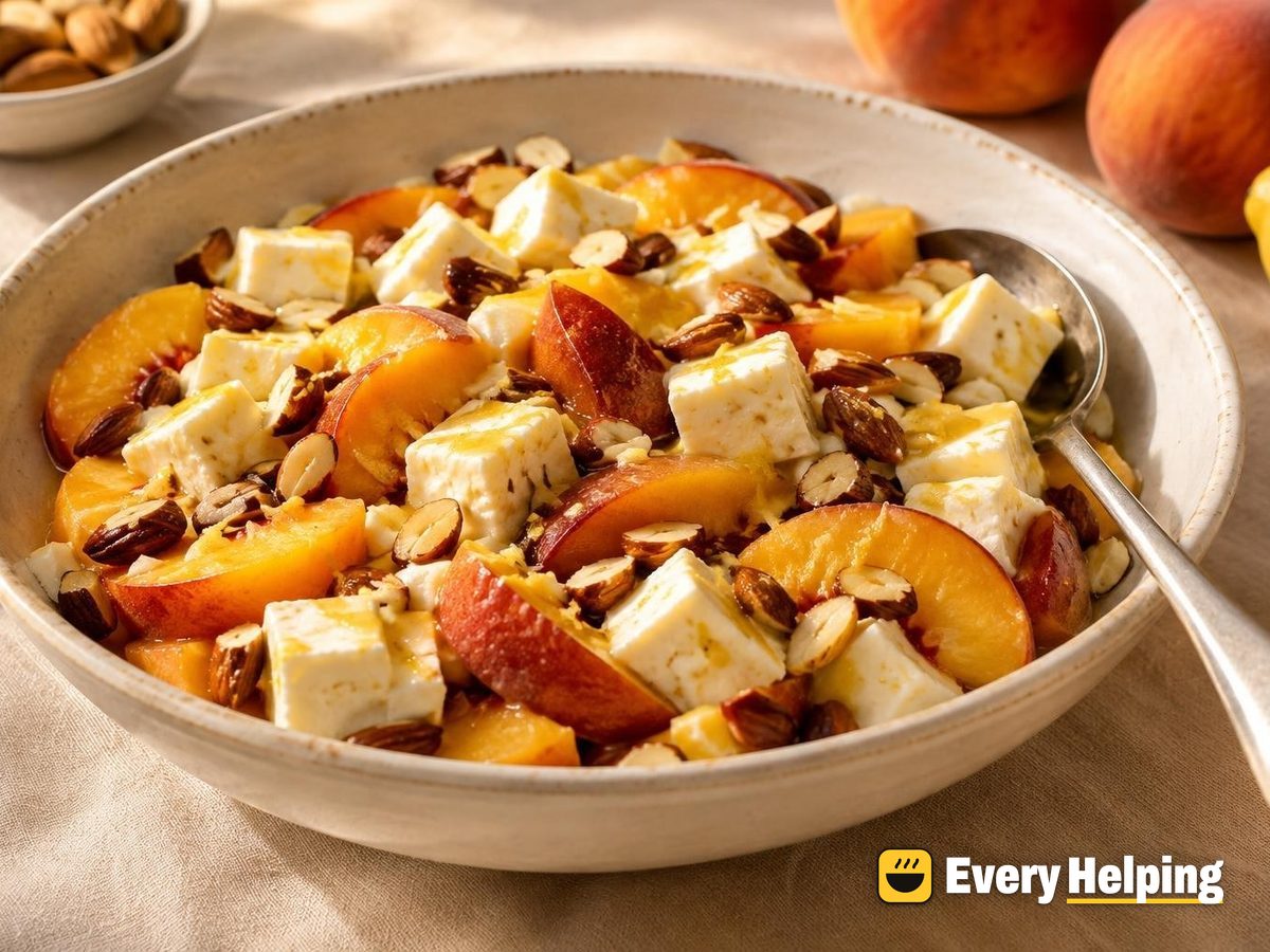 Lemon Zest Queso Blanco Cubes with Peaches