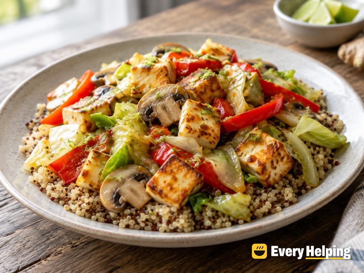 Seared Queso Fresco Citrus Ginger Stir-Fry