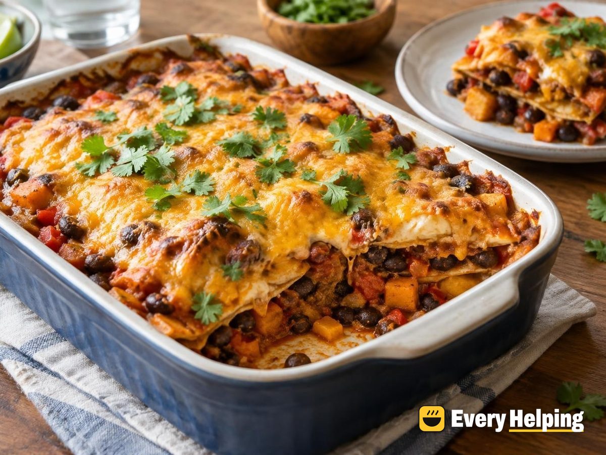 Sweet Potato Black Bean Enchilada Casserole