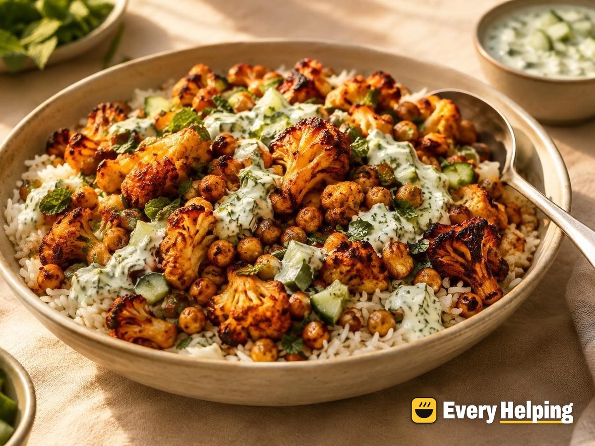 Tandoori Cauliflower Rice Bowls with Mint Raita
