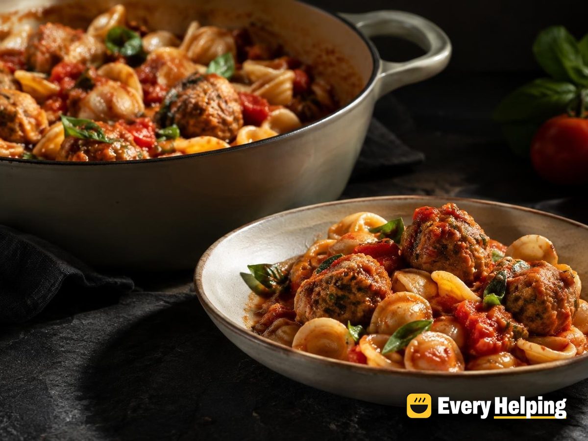 One-Pot Pork Meatball Orecchiette with Fresh Tomato