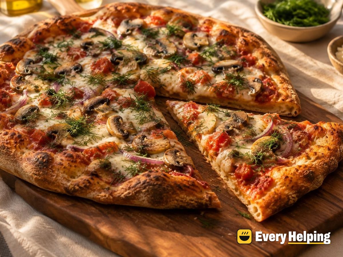 Sourdough NY Pizzas with Dill Mushrooms